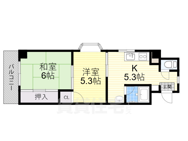 堺市北区東浅香山町のマンションの間取り