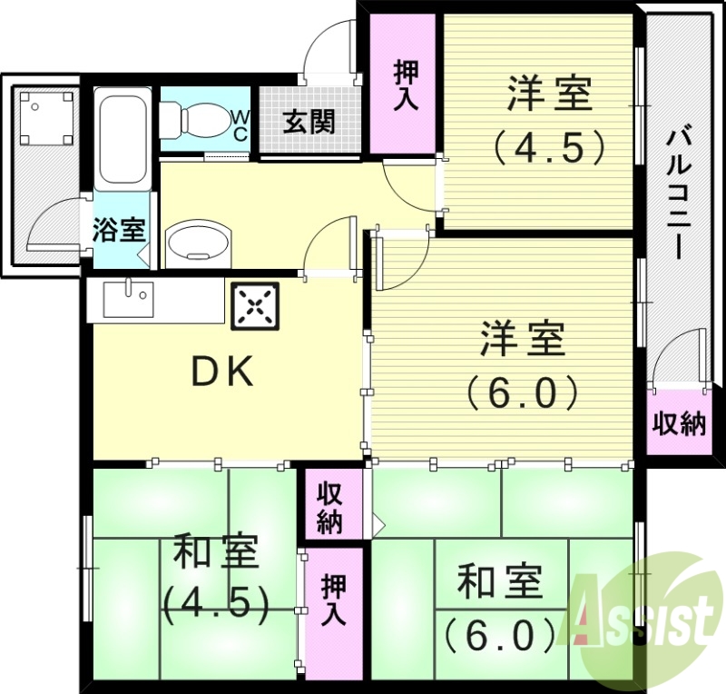 狩口台住宅25号棟の間取り