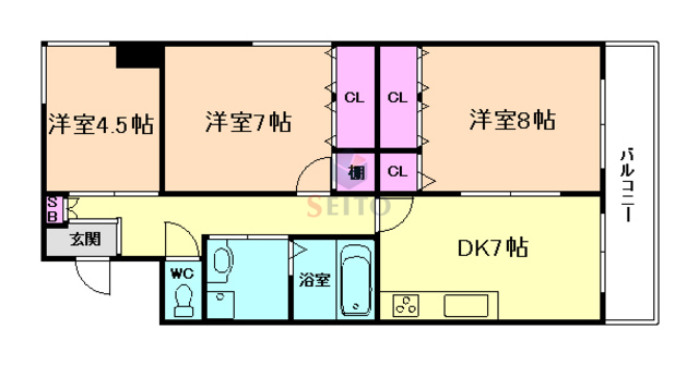 コモエスタ美久仁壱番館の間取り