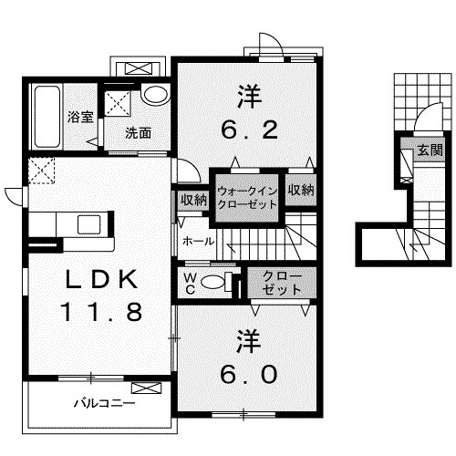 館林市岡野町のアパートの間取り