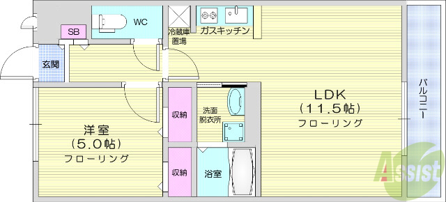 カナディアンコート南吉成Bの間取り