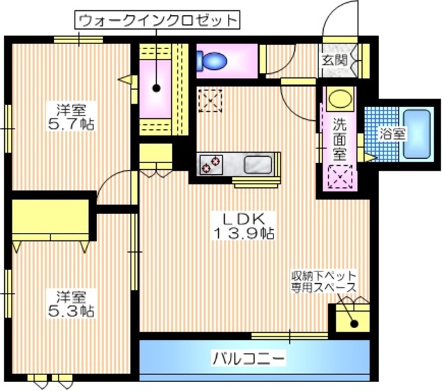 横浜市金沢区富岡東のマンションの間取り