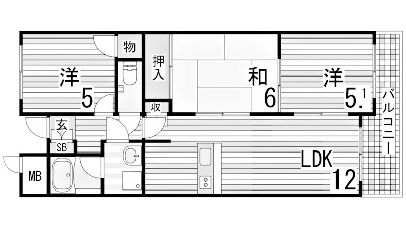 【神戸市須磨区北落合のマンションの間取り】