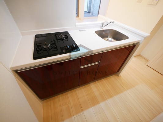 キッチン　ガス二口コンロです！