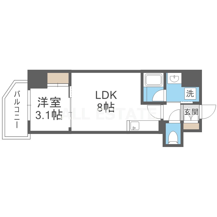 ＪＲ大阪環状線 森ノ宮駅 徒歩5分 12階建 築2年の間取り写真
