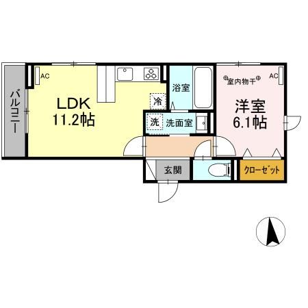 仙台市青葉区錦町のアパートの間取り