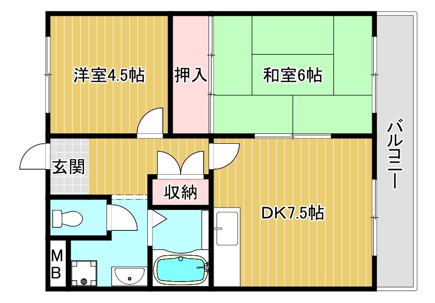 近江八幡市鷹飼町のマンションの間取り