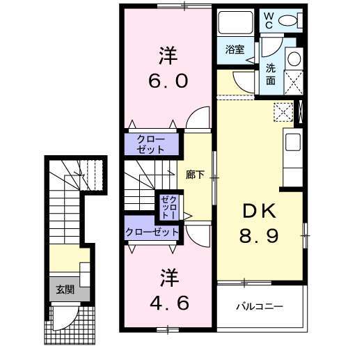 名古屋市南区鳴尾のアパートの間取り