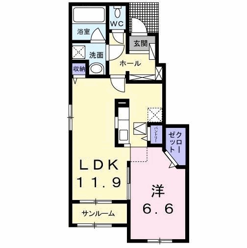 出雲市大津町のアパートの間取り