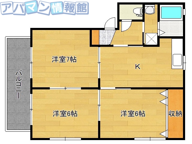 新潟市中央区山二ツのアパートの間取り