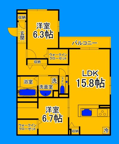 大阪市住吉区南住吉のアパートの間取り