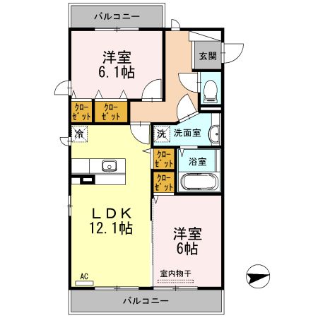 京都市伏見区下鳥羽西芹川町のアパートの間取り