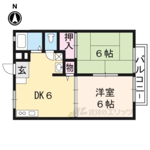 京都市西京区樫原山路のアパートの間取り