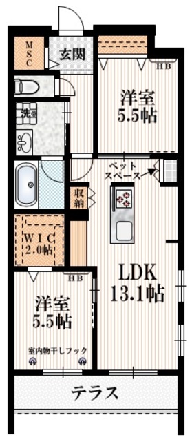 西東京市泉町のマンションの間取り