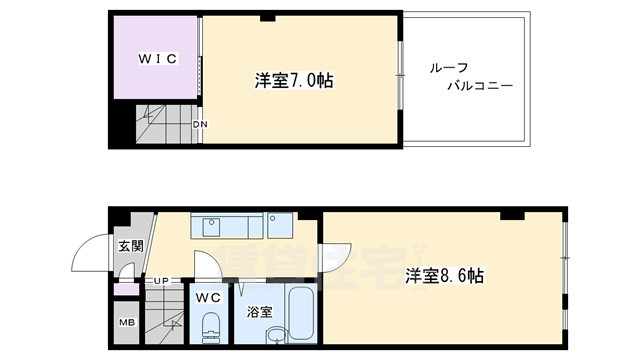 京都市右京区西院西三蔵町のマンションの間取り