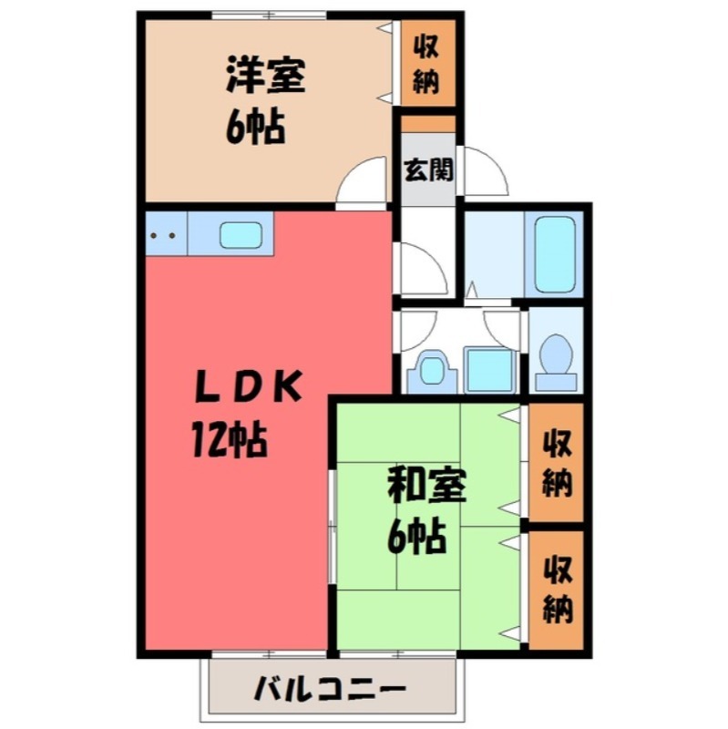 宇都宮市陽東のアパートの間取り