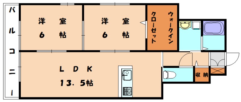 福岡市東区和白丘のアパートの間取り