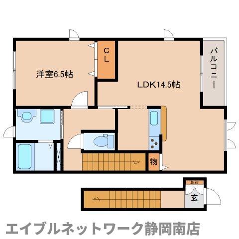 静岡市駿河区池田のアパートの間取り