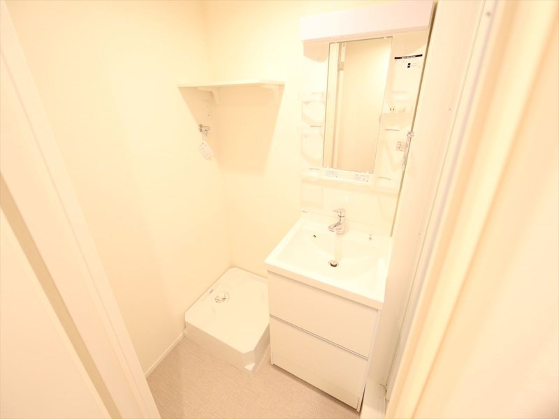 洗面設備　脱衣所　独立洗面台（シャンプードレッサー付）収納スペース有