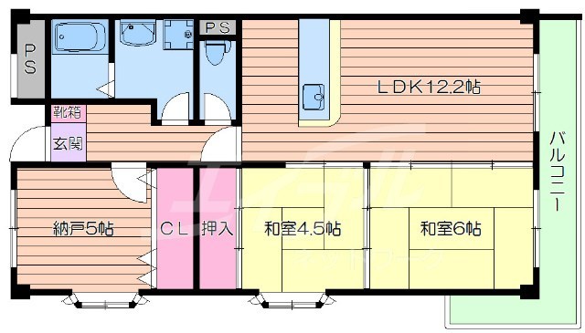 阪急千里線 関大前駅 徒歩12分 6階建 築31年の間取り写真
