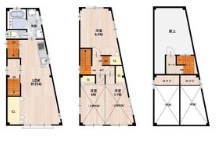 鶴橋一戸建の間取り写真