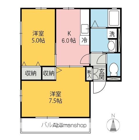 ＪＲ両毛線 前橋駅 バス乗車時間：13分 最寄りバス停で下車 徒歩30分 2階建 築23年の間取り写真