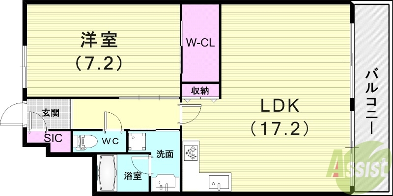 西宮市馬場町のマンションの間取り