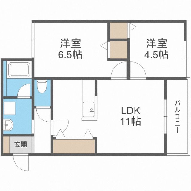 八尾市東山本新町のアパートの間取り