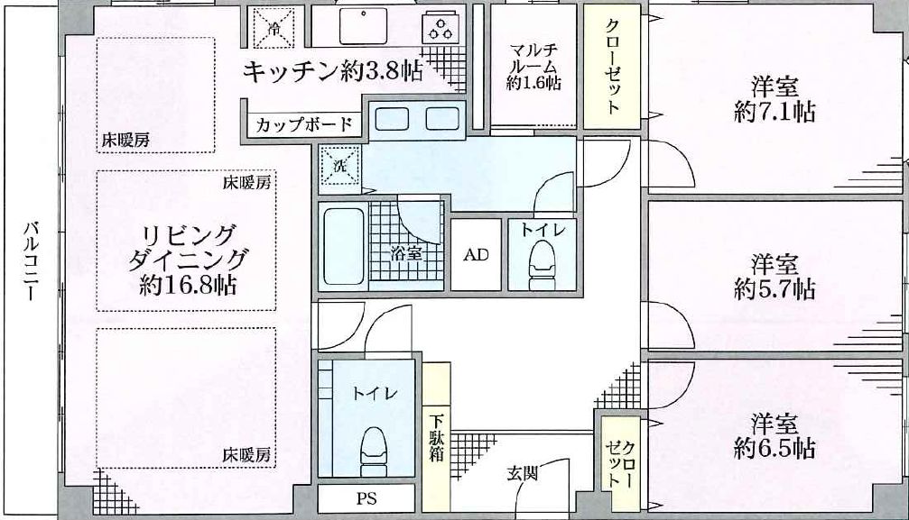 港区南麻布のマンションの間取り