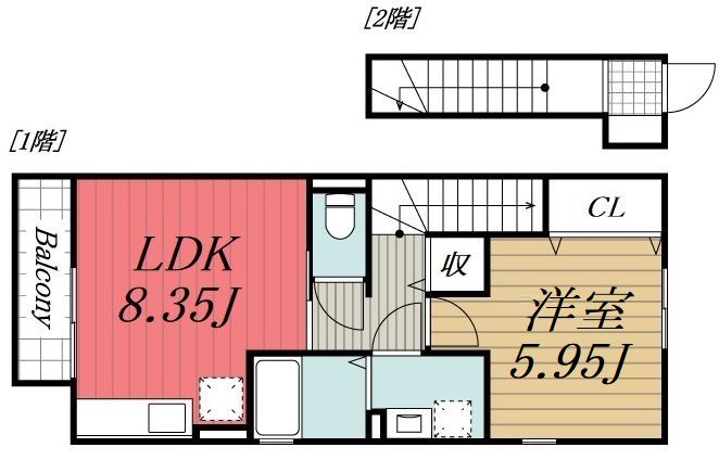 【千葉市稲毛区園生町のアパートの間取り】