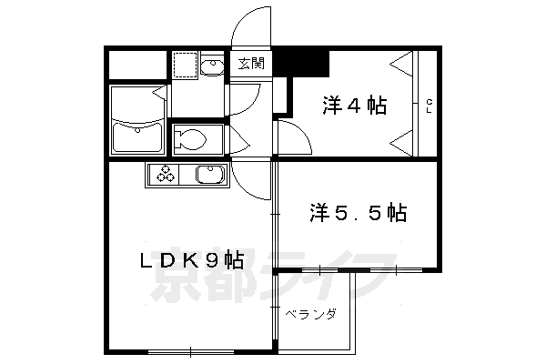 京都市伏見区中島秋ノ山町のマンションの間取り