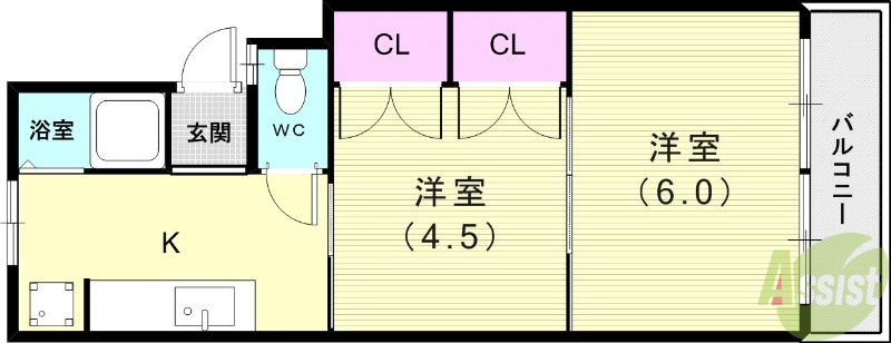 神戸市北区緑町のマンションの間取り