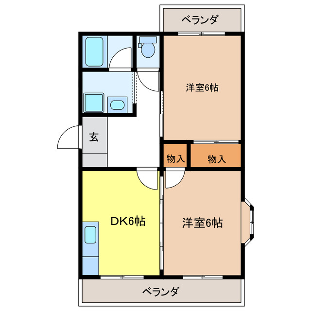 岐阜市富沢町のマンションの間取り