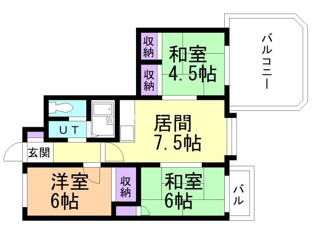 【札幌市北区篠路四条のマンションの間取り】