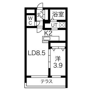 札幌市豊平区月寒西一条のマンションの間取り