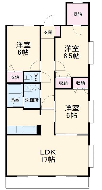 甲斐市中下条のマンションの間取り