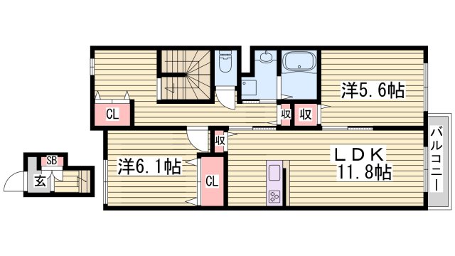 シャンティ夢前B棟の間取り