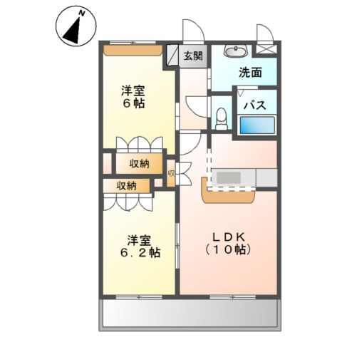 【行橋市大字大野井のアパートの間取り】