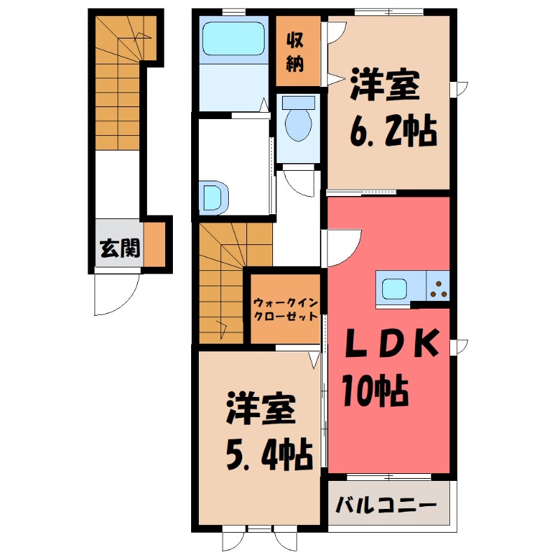 伊勢崎市小泉町のアパートの間取り