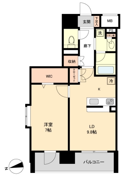 仙台市宮城野区鉄砲町中のマンションの間取り