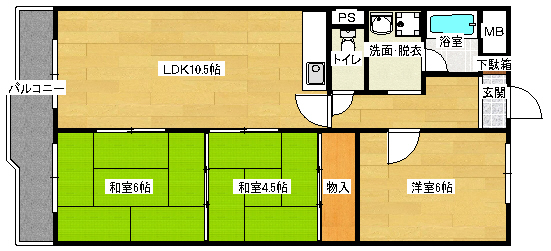 広島市南区皆実町のマンションの間取り