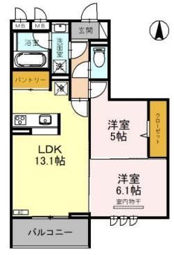 越谷市新越谷のアパートの間取り