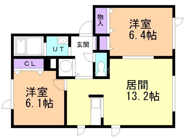 札幌市西区発寒十条のアパートの間取り