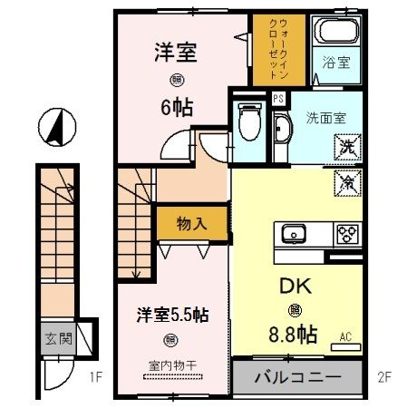 岩出市中黒のアパートの間取り