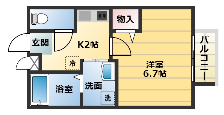 羽曳野市誉田のアパートの間取り