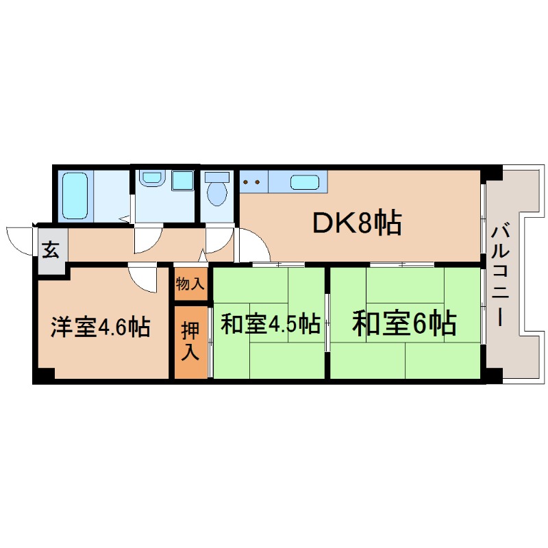 尼崎市杭瀬本町のマンションの間取り