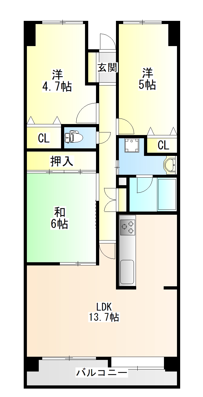 仙台市泉区八乙女のマンションの間取り