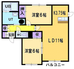 札幌市清田区真栄五条のアパートの間取り