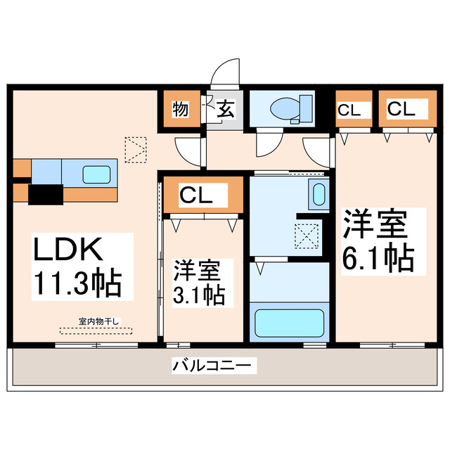 上益城郡益城町大字広崎のアパートの間取り