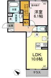 【倉敷市新倉敷駅前のアパートの間取り】